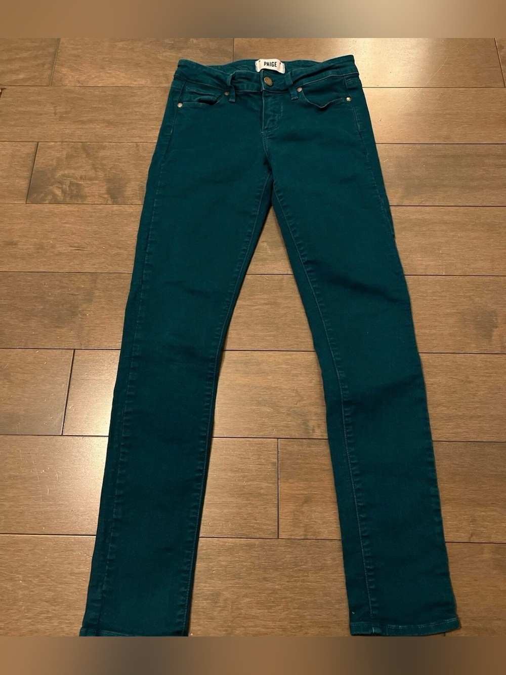 Paige Jeans Woman Skyline Ankle Peg Dark Aqua Color Size 25
